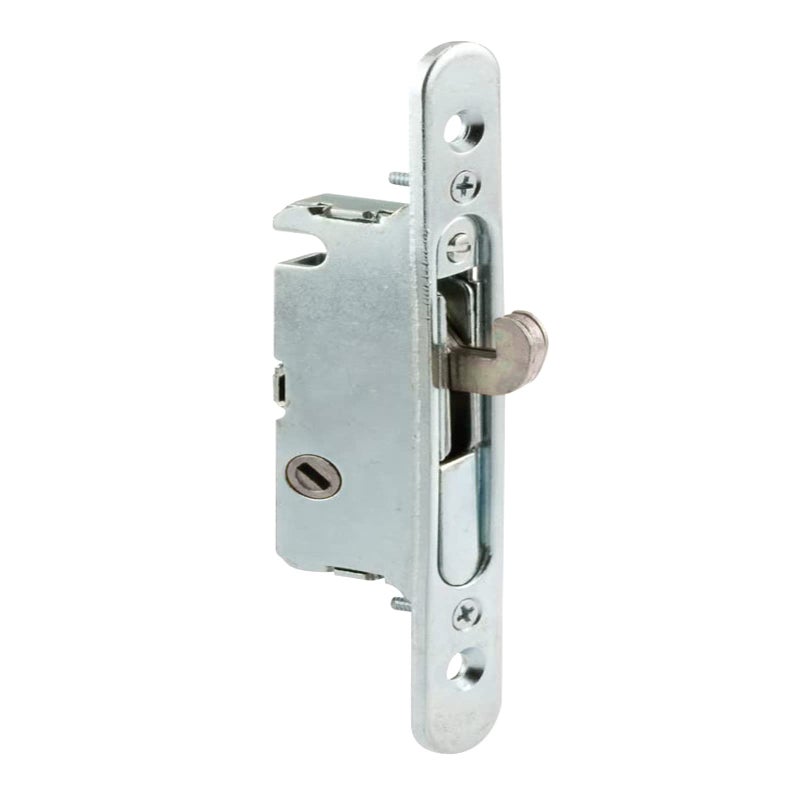 HauSun Mortise Lock with 45 Degree Keyway and Round Faceplate,Adjustable,Spring-Loaded Hook Latch Replacement for Sliding Patio Doors Constructed of Wood, Aluminum and Vinyl, 4-5/8"" - Image 1